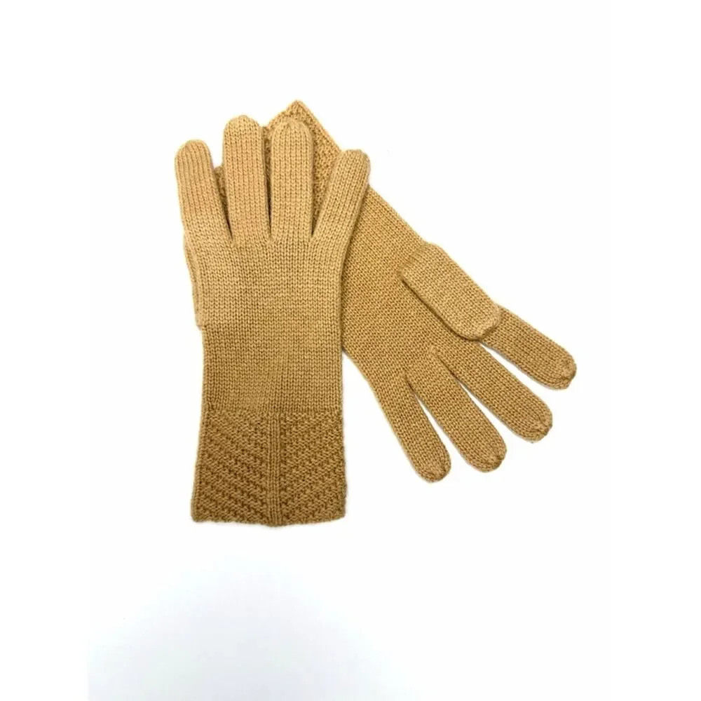 NWOT Lord & Taylor Knit Cashmere Gloves Camel Color One Size Soft Winter
